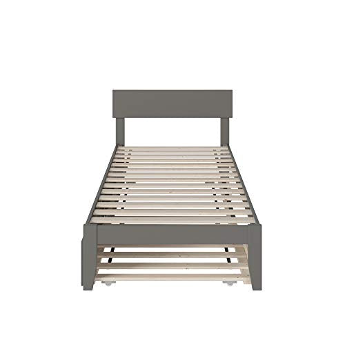 AFI, Boston Platform Bed with Twin XL Trundle, Twin XL, Grey