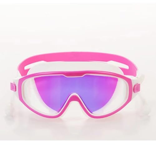DUUKOA Swim Goggles Kids (Age 3-14) No Leak Swim Goggles Clear Vision Anti Glare Fog UV Soft Silicone Frame Adjustable Strap with Earplugs (Pink)