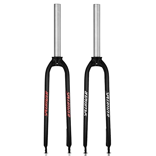 ZTZ 1-1/8" 26/27.5/29" Aluminum Alloy Rigid Disc Brake MTB Fork, 28.6mm Threadless Straight Tube Superlight Mountain Bike Front Forks (Black, 27.5)