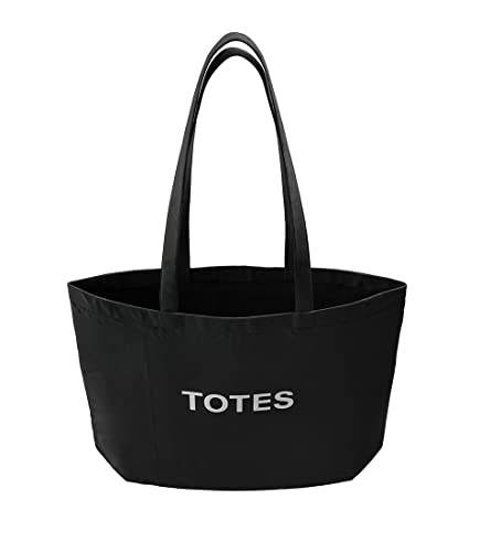 TOTES Pure Cotton Black Tote Bag| (50x43cm) Eco-Friendly Foldable Shoulder Shopping Bags | Washable Reusable Cloth & Unisex Grocery Bags With (50cm) Handles