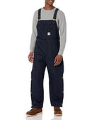 Carhartt Men's Loose Fit Firm Duck Insulated Bib Overall, Dark Navy, Medium Short