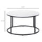 HOMCOM Round Coffee Table, 32 in Modern Center Table with Black Metal Frame, Coffee Tables for Living Room, White