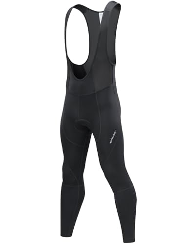 qualidyne Men's Cycling Bib Tights 3D Padded Winter Thermal Cold Weather Bike Bib Pants Biking Bicycle Long Leggings