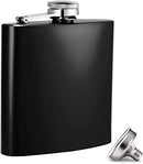 Hip Flasks for Liquor for Men Women 10 pcs Black 6OZ Hip Flask with Silver lid for Wedding Party Groomsman Bridesmaid Birthdays Gift