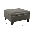 Homepop Home Decor |K2380-E903| Luxury Large Faux Leather Square Storage Ottoman | Ottoman with Storage for Living Room & Bedroom, Gray