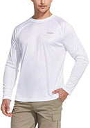 CQR Men's UPF 50+ Outdoor Long Sleeve Shirts, UV Sun Protection Loose-Fit Water T-Shirts, Performance Running Workout Shirt, TOL003-WHT XX-Large