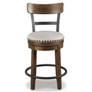 Ashley Furniture Signature Design - Valebeck Upholstered Swivel Barstool - Casual Style - Light Brown