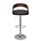 vidaXL Set of 2 Bent Wood Bar Stools - Resistant Faux Leather Upholstery - Height Adjustable - Rotatable - Dark Brown & Black