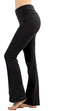 Zenana Women's Plus Size Stretch Cotton Fold Over Waist Flare Leg Yoga Pants, Black, XL Plus