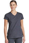 Dickies EDS Signature Scrubs for Women, Contemporary Fit V-Neck Womens Tops in Soft Brushed Poplin 85906, Pewter, Medium