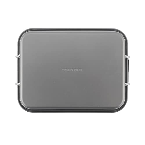 Farberware Nonstick Bakeware 11-Inch x 15-Inch Roaster with Flat Rack, Gray,Grey
