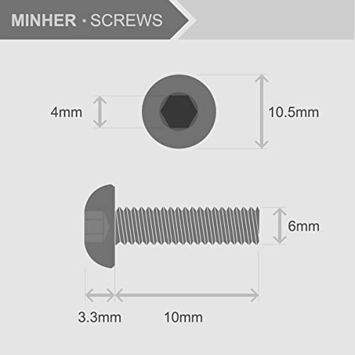 (40 Sets) M6-1.0 x 10mm Socket Head Cap Screws and Nuts Set 304 Stainless Steel 18-8 Button Head Bolts