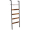 VASAGLE Blanket Ladder, Wall-Leaning Rack with Storage Shelf, for Blankets, Quilt, Towels, Scarves, Steel Frame, Industrial Style, Rustic Brown and Black ULLS012B01