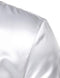 ZEROYAA Men's Luxury Shiny Silk Like Satin Button Up Dress Shirts, White, Medium