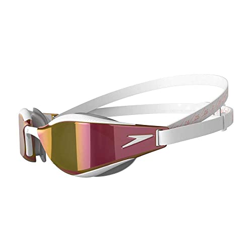 Speedo Fastskin Hyper Elite Mirror Swim Goggle, White/Grey/Gold