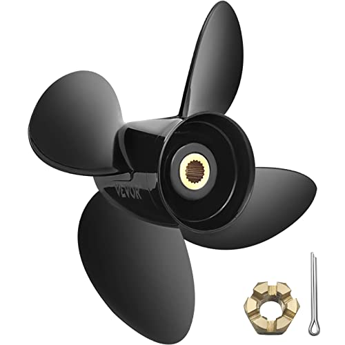 VEVOR Outboard Propeller, Replace for OEM 3587522, 4-Blade 14 1/4" x 19" Pitch Aluminium Boat Propeller, Compatible with Volvo Penta SX Drive All Models, with 19 Tooth Splines, RH