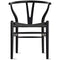 2xhome - Wishbone Solid Wood Armchair with Arms Open Y Back Farmhouse Dining Office Chair with Woven Black Seat (Black)