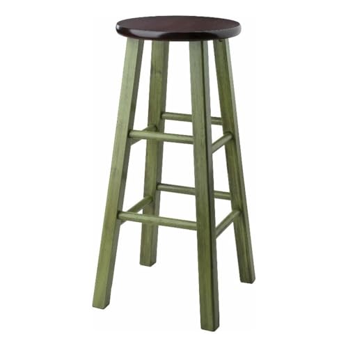 Winsome Wood Ivy Collection 29" Bar Stool, Walnut/Green