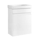 Cefito Bathroom Vanity, 400mm Length Unit Table Cabinet Ceramic Basin Sink Wall Cabinets Storage Organiser Home Washroom Toilet Furniture, with 15mm MDF Board Smooth Edges Water-Resistant White