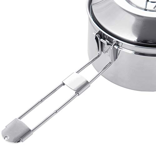 Fire-Maple Antarcti 1.0 Liter Stainless Steel Camping Bowls with Locking Lid, Camping Cook Pot Folding Handle
