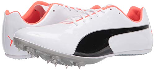 PUMA Men's EVOSPEED SPRINT 10 Sneaker, Puma White-puma Black-lava Blast, 10.5 US