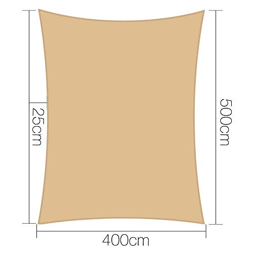 Instahut Shade Sail Rectangle 4 x 5m Sunshade Cloth Shadecloth Sun Block Outdoor Marquee Canopy Shelter Cover for Beach Pool Patio Backyard Lawn Garden Carport Fence Greenhouse, Beige 98% UV Blockage