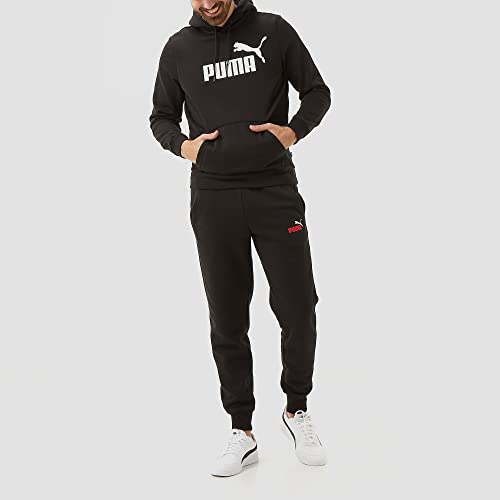 PUMA Men's Essential Big Logo Fleece Hoodie, Black, L
