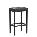 VASAGLE Bar Stools, Set of 2 PU Upholstered Breakfast Stool, 15.7 x 11.8 x 24.4 Inches, Backless, Simple Assembly, Industrial, Dining Room Kitchen Counter Bar, Black Seat and Black Frame ULBC068B81