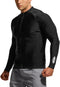 TSLA Men's Long Sleeve Zip Rash Guard, UPF50+ UV/Sun Protection Quick Dry Swim Shirts MSZ01-BLK Large