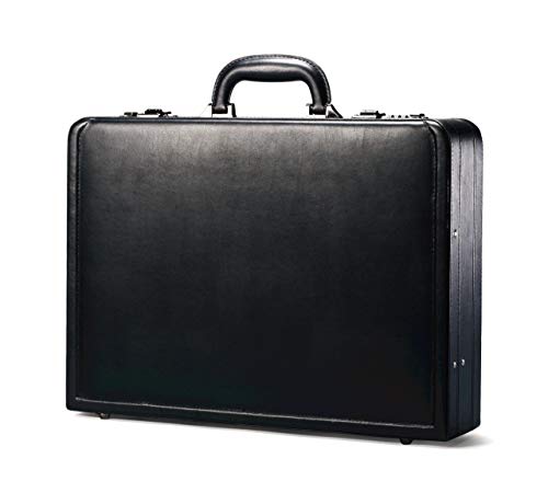 Samsonite Bonded Leather Attache 15.6, Black, 18", Casual