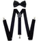 Black Kids Braces Bowtie Set Toddler Children Elastic Adjustable Suspenders with Bow Ties for 12 Months - 9 Years Boys Girls