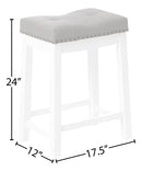 (1) - Angel Line Cambridge Padded Saddle Stool, White with Grey Cushion, 60cm H, Set of 2