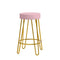 Yaheetech Round Kitchen Counter Stool Home Bar Height Stools with Golden Hairpin Legs Upholstered Velvet Seat for Kitchen/Dining Room Set of 2, Pink