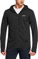 TSLA Men's UPF 50+ Long Sleeve Sun Protection Hoodie, Zip Front Performance UV/SPF Shirt, Lightweight Running Fishing Shirts MSZ21-BLK XX-Large Black