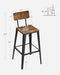 VASAGLE Set of 2 Bar Stools, Bar Height Stools, Tall Bar Stools with Back, Bar Chairs, Steel Frame, Industrial Style, Easy Assembly, Rustic Brown and Ink Black ULBC078B01