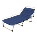 Kiliroo Adjustable Portable Folding Bed with Mattress and Headrest, Comfortable, Waterproof, Sturdy Steel Frame, 4 Reclining Positions, Portable, Ideal for Camping, Guests and Relaxation (Blue)