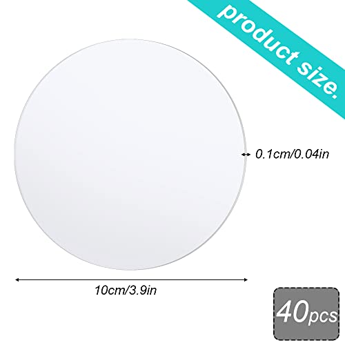 40 Pieces 4 Inches (10 cm) Clear Circle Acrylic Sheet, Round Acrylic Panel, Acrylic Blanks Transparent Circle Ornament (Clear)