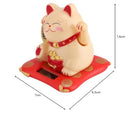 Lucky Cat, Solar Powered Cute Waving Cat, Maneki Neko Waving Arm for Fortune Money and Good Luck, Fengshui Lucky Cat Swinging Arm for Home Display/Car Decor(Yellow)