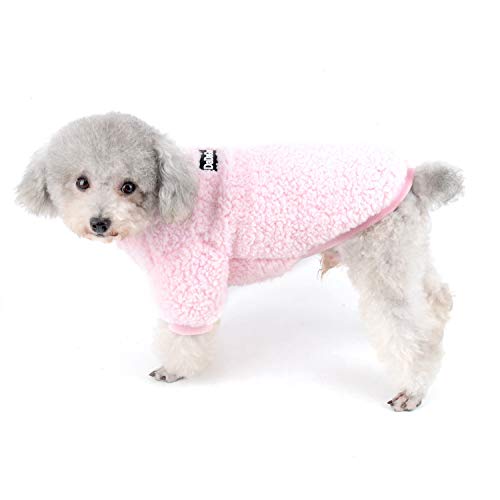 ZUNEA Small Dog Clothes Coat Winter Fleece Warm Puppy Jacket Apparel Chihuahua Sweater Clothing Pet Cat Doggie Boys Girls Jumper Pink S