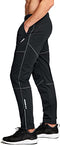 TSLA Men's Thermal Windproof Cycling Pants, Fleece Lined Outdoor Bike Pants, Winter Cold Weather Running Pants YKB01-BKG Medium