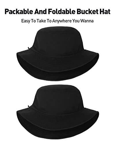 Zylioo Oversize XXL 100% Cotton Bucket Hat,Reversible Trendy Fisherman Hats,Double Side Wear Fishing Summer Sun Hat, 2 PCS Reversible Black, XX-Large