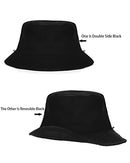 Zylioo Oversize XXL 100% Cotton Bucket Hat,Reversible Trendy Fisherman Hats,Double Side Wear Fishing Summer Sun Hat, 2 PCS Reversible Black, XX-Large