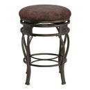 (Counter) - Hillsdale Montello 70cm Backless Swivel Counter Stool, Old Steel Finish with Brown Faux-Leather