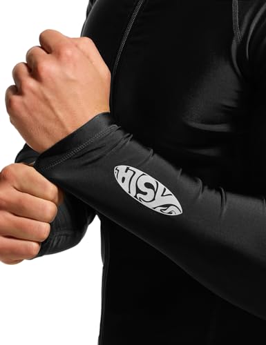 TSLA Men's Long Sleeve Zip Rash Guard, UPF50+ UV/Sun Protection Quick Dry Swim Shirts MSZ01-BLK Large