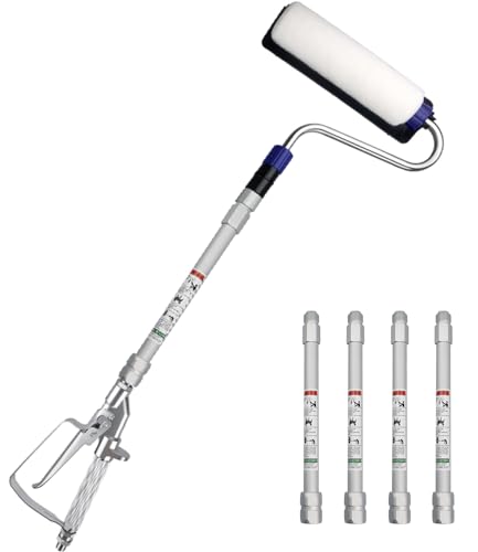 ZHUITU Airless Paint Sprayer Roller Inner Feed for High Pressure Airless Spray Gun with Wand Power Wall Brush Self-Priming Paint Roller 11.8 inch Extension Pole, Silver