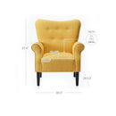 BELLEZE Modern Accent Chair for Living Room, High Back Armchair with Wooden Legs, Upholstered Wingback Chair Padded Armrest Single Sofa Club Chair for Living Room, Bedroom - Allston (Citrine Yellow)