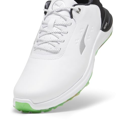 PUMA GOLF Men's Phantomcat Nitro Sneaker, Puma White-puma Black-fluro Green Pes, 15