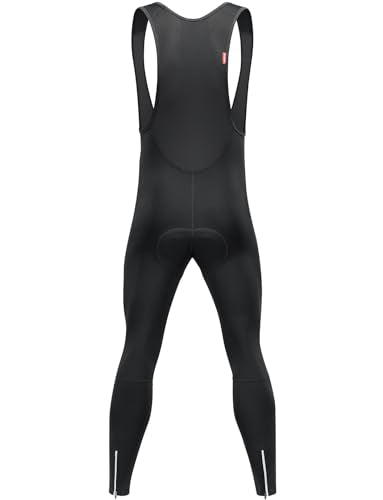 qualidyne Men's Cycling Bib Tights 3D Padded Winter Thermal Cold Weather Bike Bib Pants Biking Bicycle Long Leggings