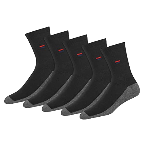 NAVYSPORT Men's Socks Sports Cushioned Cotton Crew Socks, Pack of 5 Pairs (Shoe Size: 9-11, Black)