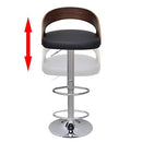 vidaXL Set of 2 Bent Wood Bar Stools - Resistant Faux Leather Upholstery - Height Adjustable - Rotatable - Dark Brown & Black